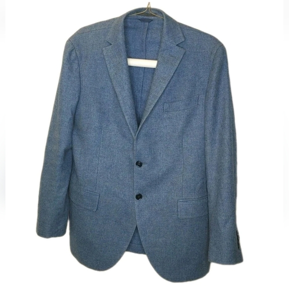 Luigi Bianchi Sartoria Blazer Jacket Men US 42R Blue Cashmere Wool Surgeon Cuffs